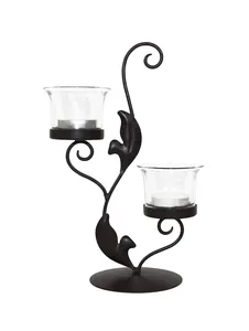 Luxury Metal Candle Holder New Design for Home & Wedding Black Powder Coating <b>Top</b> Finishing Iron Candle Vessel - Product Image 2