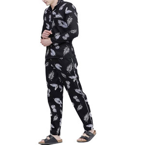 Couleur personnalisée séchage rapide respirant manches longues costume de nuit pour hommes décontracté conception unique à la mode soie/coton ensemble de pyjama - Product Image 2