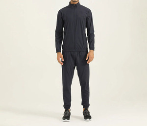 Standing collar full <b>zip</b> <b>up</b> style long sleeve Mens Gym Windbreaker Set Jacket and Pants - Product Image 6