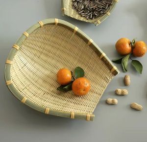 Panier à nourriture en bambou tissé à la main en forme de bateau, plateau de service naturel - Product Image 5