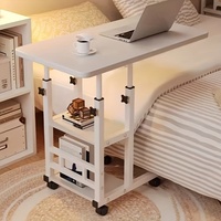 Bureau d'ordinateur portable pliable et réglable avec roulettes et étagère de rangement pour la maison, le bureau, l'étude, la chambre Z-13