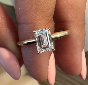 Beautiful E Color Emerald Cut Lab Grown Diamond <b>Ring</b> 925 Sterling Silver <b>Ring</b> Engagement <b>Ring</b> Gift for Her for <b>Men</b> & Women - Product Image 2