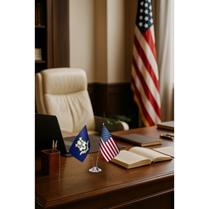 Drapeaux du Connecticut et des États-Unis imprimés numériquement avec mât en aluminium - Product Image 3