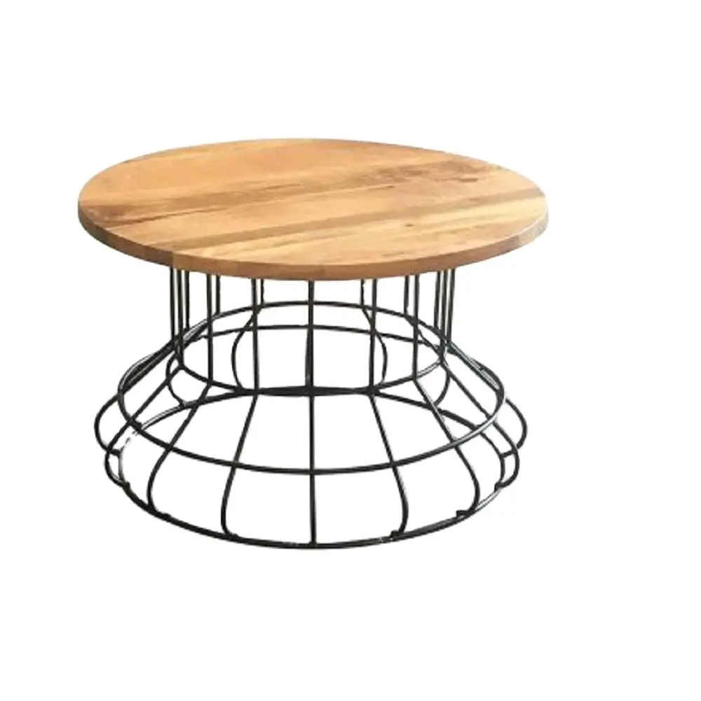 Ultimo tavolo in legno con piano in legno e struttura inferiore in metallo nero tavoli per la decorazione d'interni di prodotti di alta qualità realizzati in fabbrica