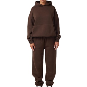 Top qualité femmes manches longues course survêtement ensembles vêtements actifs Boxy Fit sweat à capuche pantalon deux pièces survêtements ensemble - Product Image 2