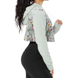 2026 sweat à capuche court d'hiver avec logo personnalisé pour femmes sweat-shirt en coton tricoté de haute qualité à motif solide en polaire OEM automne - Product Image 5