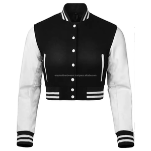 Best Selling Unisex Leather Sleeve Varsity Jacket Custom College Pattern Autumn XL Size Stand Woolen Cotton Raw Windproof - Product Image 6