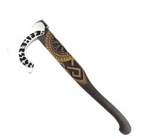 Hacha de doble hoja hecha a mano de alta calidad personalizada al por mayor con funda de acero al carbono equipo de exterior Premium OEM ODM - Product Image 3