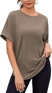 Femmes café couleur à manches courtes col rond T-Shirts chaud été mode Style décontracté personnalisé imprimé blanc toile Logo décoration - Product Image 5