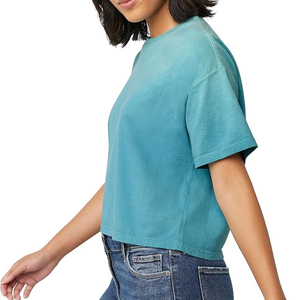 Camisetas Cortas de Algodón Ajustadas para Mujer, Cuello Redondo, Estilo Urbano, Tejidas, Casuales, Holgadas para Verano - Product Image 5