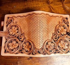 Premium Hand Tooled Full Grain Leather <b>File</b> Portfolio, A4 Document <b>Organizer</b> with Custom Logo Embossing - Product Image 4