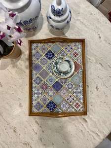 Plateau de service en bois de luxe fabriqué à la main avec Meena à prix raisonnable - Product Image 4