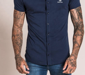 2024 Logo personnalisé imprimé T-Shirt homme 100% coton à manches courtes bouton avant style avec col vierge - Product Image 4