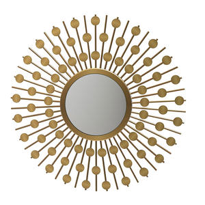 Handmade Geometric Metal Sunburst Hanging <b>Mirror</b> for Modern Home Decor in Living Room Bathroom or Foyer for Wedding - Product Image 2