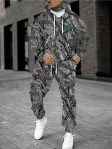 Conjuntos de 2 piezas de alta calidad para hombres y mujeres, pantalones estampados en 3D, chándales transpirables para correr - Product Image 2