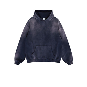 2024 hommes de haute qualité 100% coton lavé à l'acide hiver polaire à capuche multicolore imprimé solide motif à capuche col en gros - Product Image 1