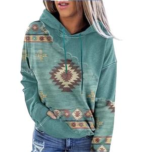 Nouveau style pull à capuche pour femmes sweat motif géométrique devant respirant Anti-rides décontracté Polyester/coton tricoté - Product Image 1