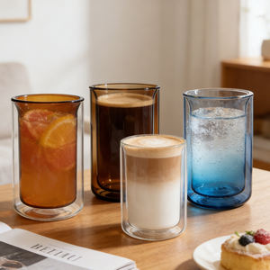 Tazza in Vetro Borosilicato a Doppio Strato per Caffè e <span class=keywords><strong>Acqua</strong></span>, Logo Personalizzabile, Moderna e Trasparente, Ideale per Omaggi - Product Image 6