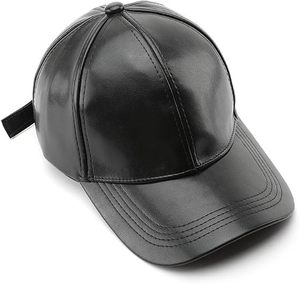 PU Leather Baseball Cap Unisex Solid Color Classic Low Profile <b>Dad</b> <b>Hat</b> - Product Image 5