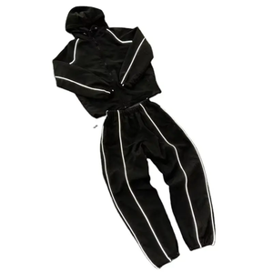 Conjunto Deportivo de Invierno Personalizado de Alta Calidad, Transpirable, Sólido, para Exteriores, Chaqueta Cortavientos de Poliéster y Algodón con Cremallera, Pantalones con Capucha y Cintas - Product Image 2