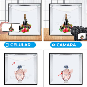 Mini studio photo portable avec kit d'éclairage LED dimmable en PVC et métal pour la photographie de bijoux, incluant des fonds et une lumière vidéo - Product Image 4