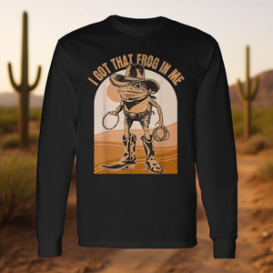 ฉันมีมีมกบในตัวฉัน เสื้อยืดแขนยาวคาวบอยกบ สีดำ ไซส์เล็ก - Product Image 3