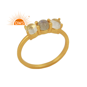 Best Selling Sterling Silver Natural <b>Crystal</b> Quartz & Labradorite Gemstone Stackable <b>Ring</b> Custom Jewelry Manufacturer - Product Image 1