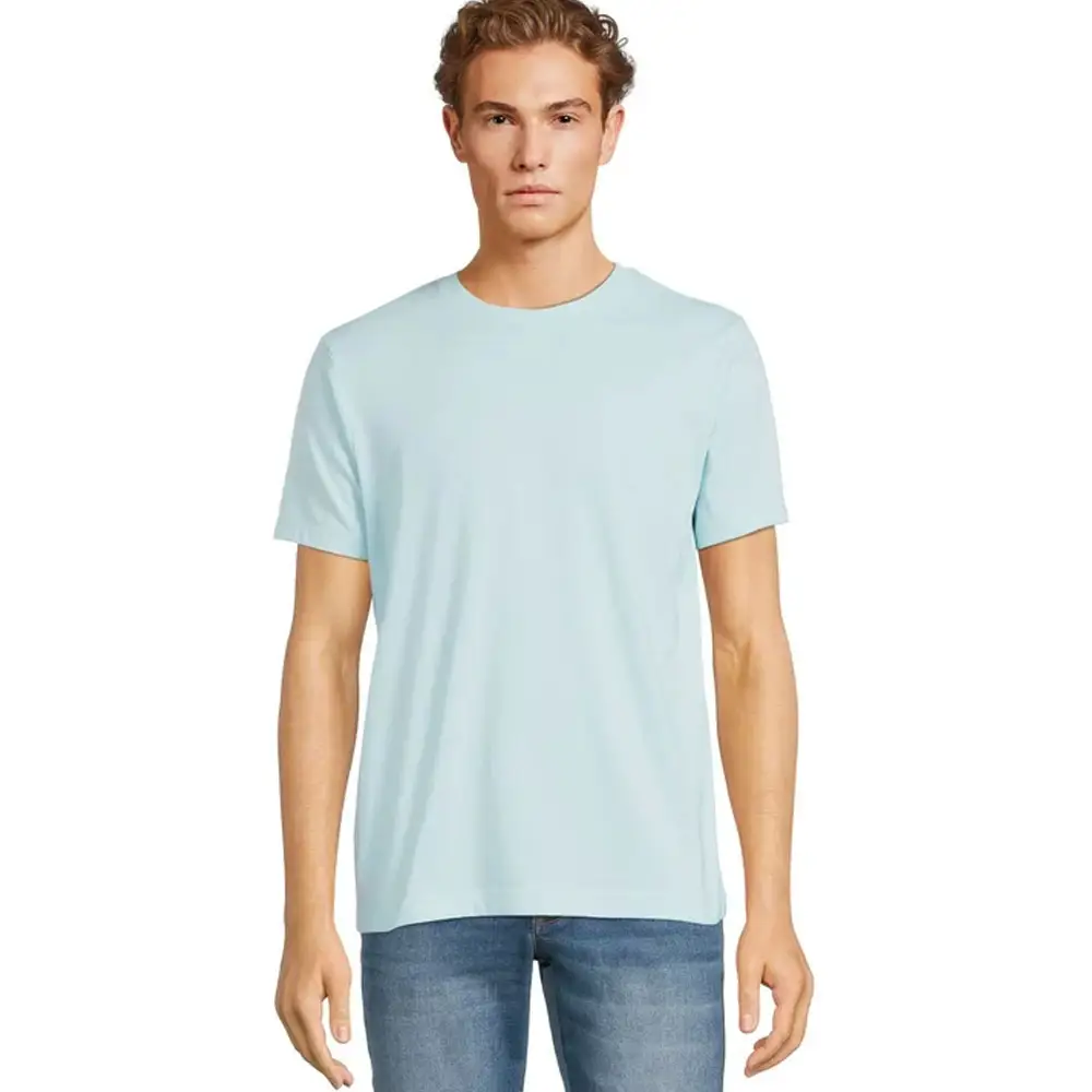 ポリエステル50% と綿25% で構成された男性用の特大半袖Tシャツ。卸売り用のカスタム印刷が施されています。