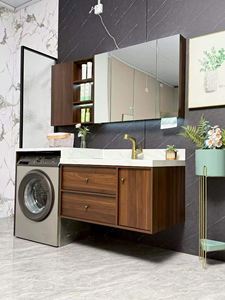 Modern Customized Fluted Simple Style of Double Drawer CoffeeBathroom <b>Cabinet</b> with Double Drawer Sintered Stone Basin Mirror Cab - Product Image 1