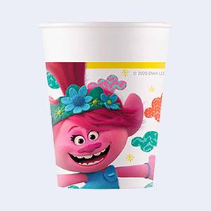 Vasos de Papel Trolls de 200 ml, Desechables, para Fiestas - Product Image 1