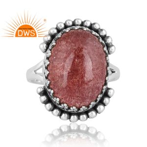 Dernière conception de bague en argent sterling oxydé naturel, fraise, quartz, pierres précieuses, fabricant de bijoux personnalisés - Product Image 2