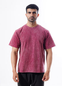 T-shirt lavable à l'acide personnalisable Mroon haute qualité 100% coton T-shirt à manches courtes à col ras du cou pour hommes - Product Image 2