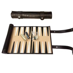 Professional Luxury Handmade Sports and Entertaining High Demanding Best Quality Leather <b>Roll</b> up Backgammon Game Set for Adults - Product Image 2