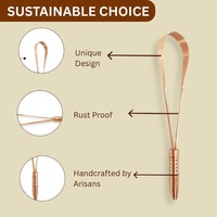 Grattoir de langue en cuivre pur de qualité supérieure avec étui, facile à utiliser, nettoyant de langue pour adultes pour les soins bucco-dentaires et l'hygiène