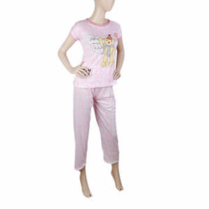 Women's 2 Piece <b>Night</b> Suit - <b>Light</b> Pink - Product Image 1