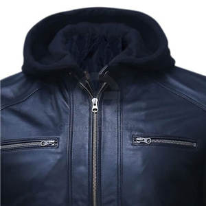 Veste en cuir de vache à capuche de haute qualité avec logo personnalisé et position avant, vêtements d'hiver tendance pour hommes - Product Image 6
