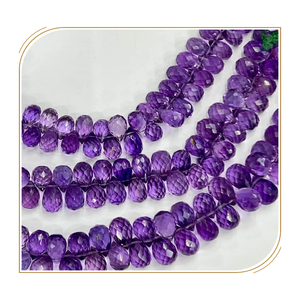 AAA Haute Qualité Naturel Rose Foncé Améthyste Quartz Pierres Précieuses Facettes Briolette Larmes 8 Pouces Strand Taille 5 à 6mm Environ - Product Image 4