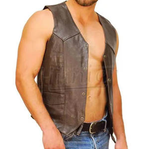 Gilet vestes en cuir en cuir de vachette véritable de haute qualité sur mesure Design unique Style Hip Hop meilleur gilet en cuir fait - Product Image 4