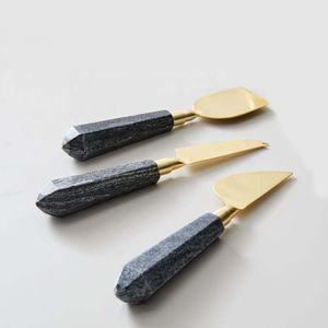Ensemble d'outils à fromage plaqué or avec long manche rond pour mariage, couteau à fromage, épandeur de beurre, ménage en acier inoxydable - Product Image 4