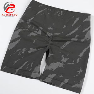 Pantalones cortos de Yoga de cintura alta para mujer Pantalones de compresión de desgaste activo de estilo motorista sin costuras con estampado digital sólido de glúteos fruncidos - Product Image 3