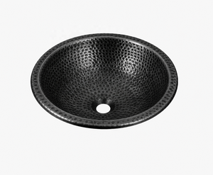 Évier de cuisine DIVRIS DRC-2006, fait main, en aluminium noir mat, rond, à cuve unique, à poser sur le comptoir, design industriel, un trou, 16 pouces - Product Image 1