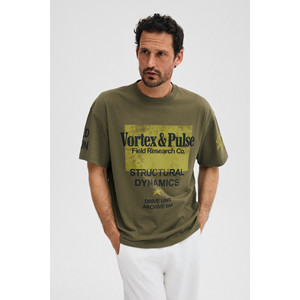 <span class=keywords><strong>COLINA</strong></span> T-shirt kaki à col rond imprimé en coton biologique 100 % pour homme, coupe classique - Product Image 3