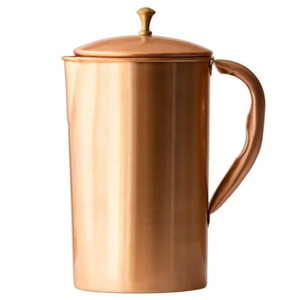 Jarra de Cobre 100% Puro de Alta Calidad con Asa, Jarra de Cobre Hecha a Mano para el Hogar, Hoteles, Bodas, Uso en Bebidas - Product Image 1