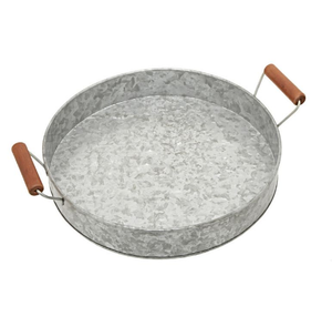 Galvanized Metal Serving <b>Tray</b> with Handles – Rustic Natural Finish <b>Kitchen</b> & Home Decor - Product Image 2