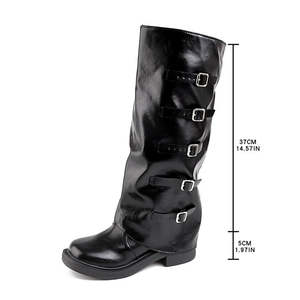 Botas de Invierno de Tacón Bajo (1-3 cm) con Caña Alta hasta la Rodilla, Estilo Occidental, Punta Puntiaguda, Cierre de Cremallera, Planas, Ligeras, con Plantilla de Goma - Product Image 4
