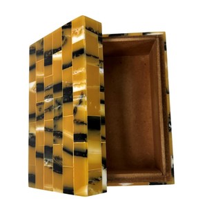 กล่องเครื่องประดับตกแต่งแบบฝังกระดูกทำด้วยมือกำมะหยี่สองชั้นสำหรับใส่แหวนต่างหูสร้อยคอ - Product Image 2