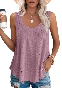 2024 Damen Tank Tops U-Ausschnitt Casual Weste Dolphin Hem Casual Flowy Sommer Ärmellose Tunika T. Shirts <span class=keywords><strong>Stylist</strong></span> und trend ige T, Shirt - Product Image 5