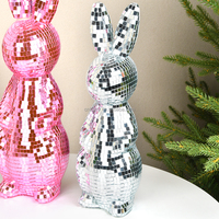 Boule miroir réfléchissante en mousse de verre faite à la main de haute qualité, statue de lapin disco, décoration de Pâques, décoration suspendue pour la maison, ornement moderne