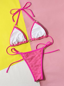 Thiết Kế Mới Màu Hồng Màu Sắc Đồ Bơi Tam Giác Chuỗi Hai Mảnh Thong Bikini Đồ Bơi Sexy Tie Lên Bikini Và Đồ Bơi - Product Image 5