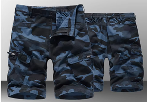 Custom Men's <b>Cargo</b> <b>Shorts</b> Solid Camo Pattern 100% Cotton Mid <b>Waist</b> <b>Elastic</b> <b>Waist</b> Casual Outdoor Gym <b>Shorts</b> Logo for Summer Beach - Product Image 5